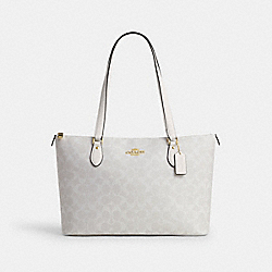 Gallery Tote In Signature Canvas - CS187 - Gold/Chalk/Glacierwhite