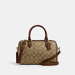 Rowan Satchel Bag In Signature Canvas - CS188 - Gold/Khaki Saddle 2