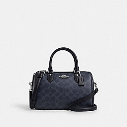 COACH CS188 Rowan Satchel Bag In Signature Canvas SILVER/DENIM/MIDNIGHT NAVY