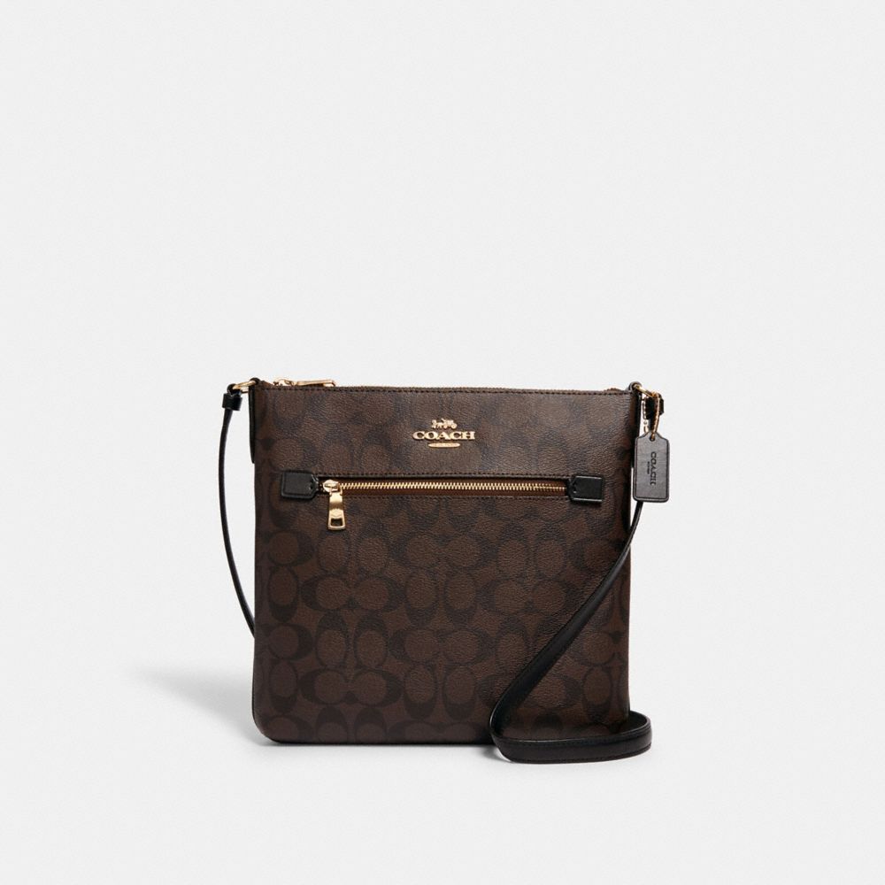 COACH CS192 Rowan File Bag In Signature Canvas GOLD/BROWN BLACK