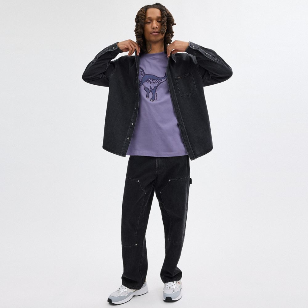 有機棉質黑色丹寧襯衫