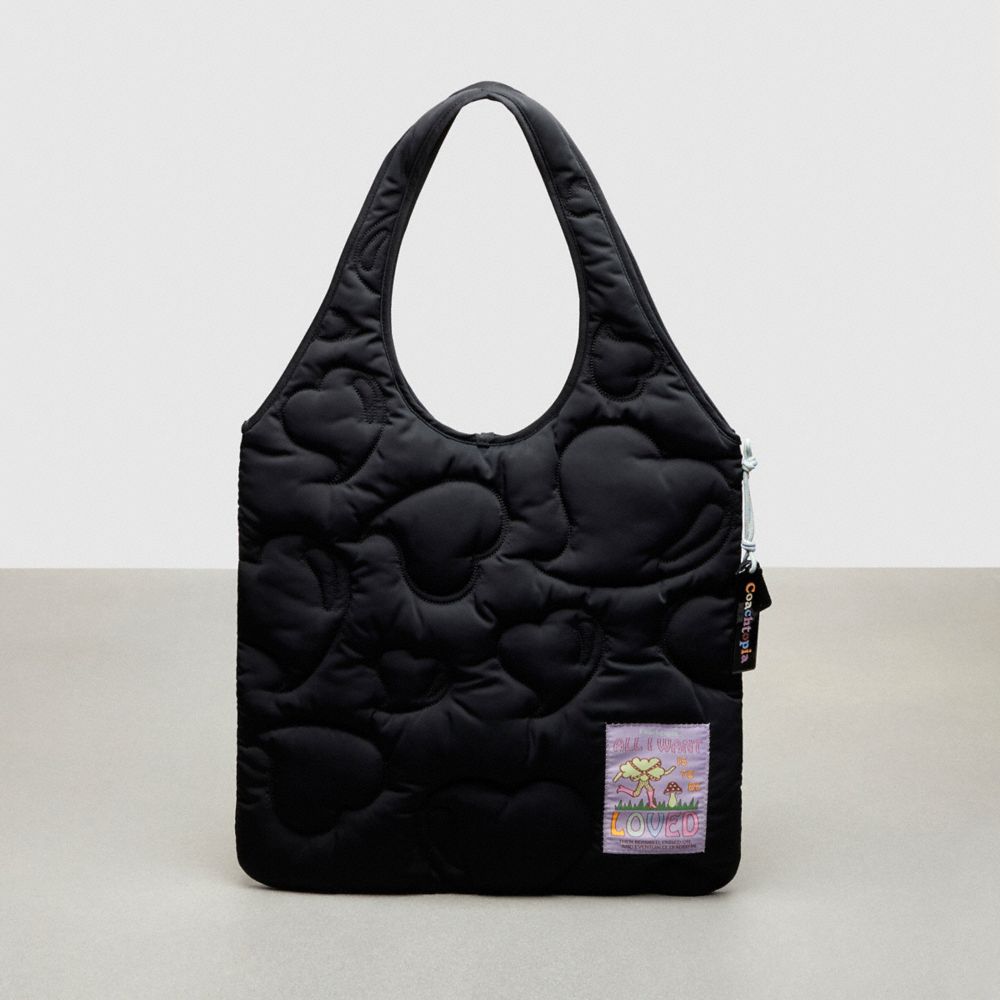 Coachtopia Loop Quilted Heart Flat Tote - CS234 - Black