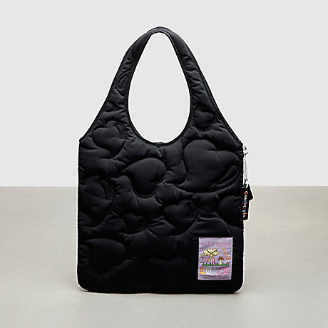 COACH CS234 Coachtopia Loop Quilted Heart Flat Tote Black