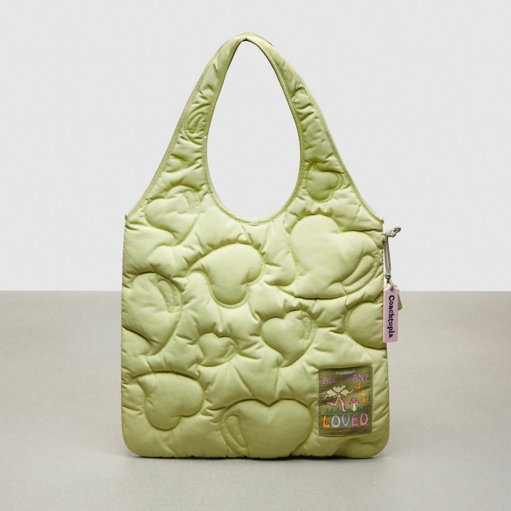 COACH CS234 Coachtopia Loop Quilted Heart Flat Tote PALE LIME