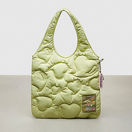 COACH CS234 Coachtopia Loop Quilted Heart Flat Tote Pale Lime