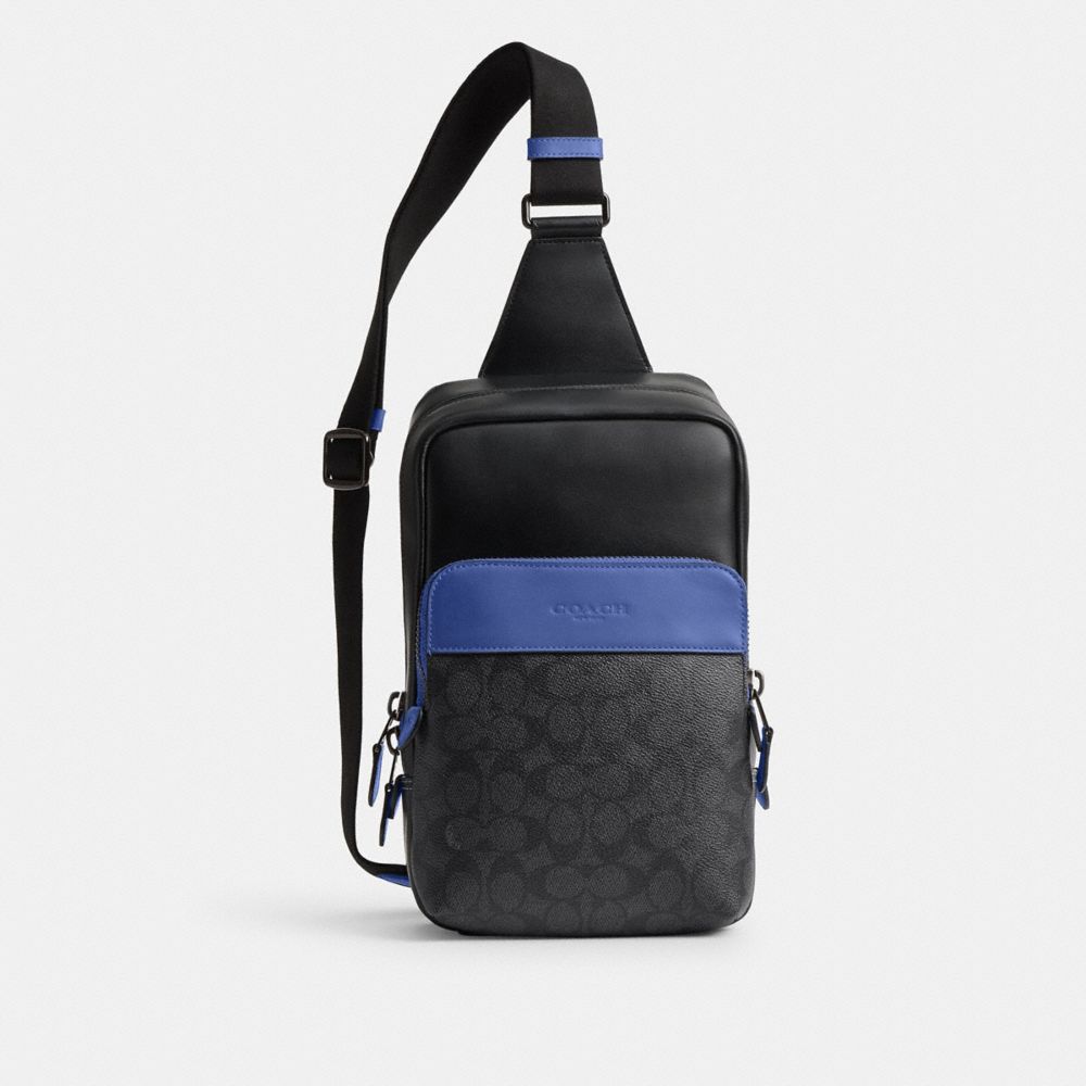 COACH CS429 Gotham Pack In Signature Canvas CHARCOAL/BLUEBERRY