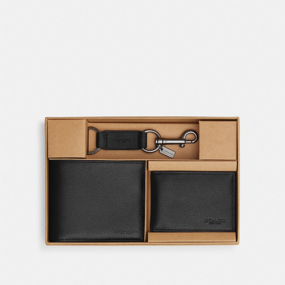 Boxed 3 In 1 Wallet Gift Set - CS433 - Black