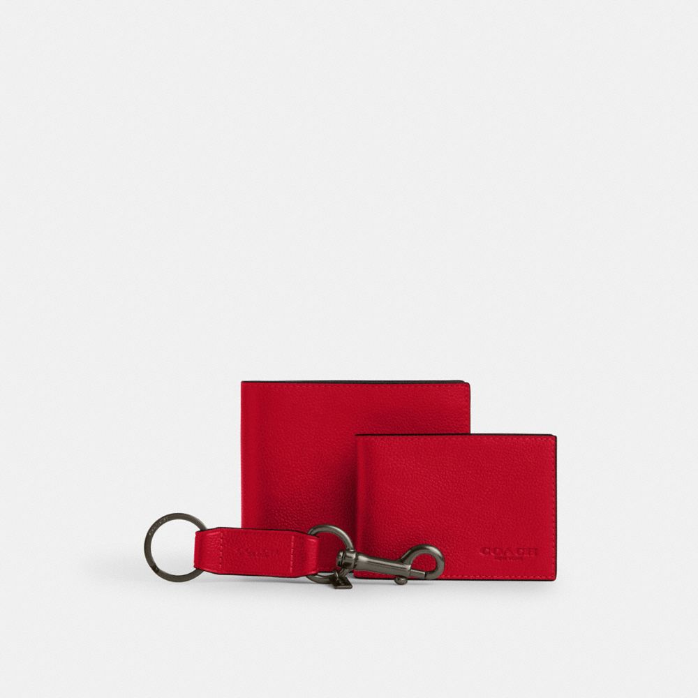 COACH CS433 Boxed 3 In 1 Wallet Gift Set QB/BOLD RED