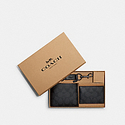 COACH CS434 Boxed 3 In 1 Wallet Gift Set In Signature Canvas BLACK/BLACK/OXBLOOD