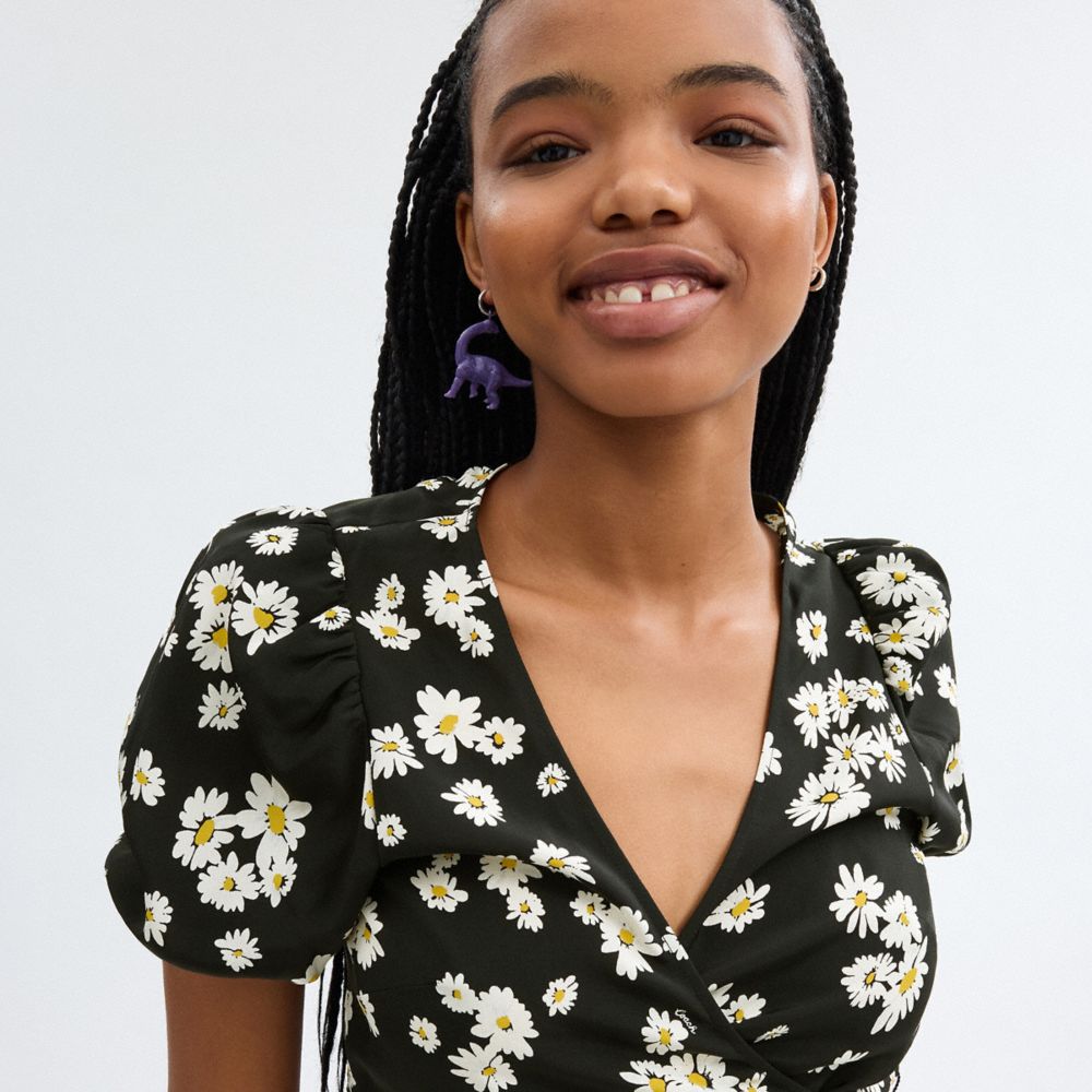 花卉包裹式上衣