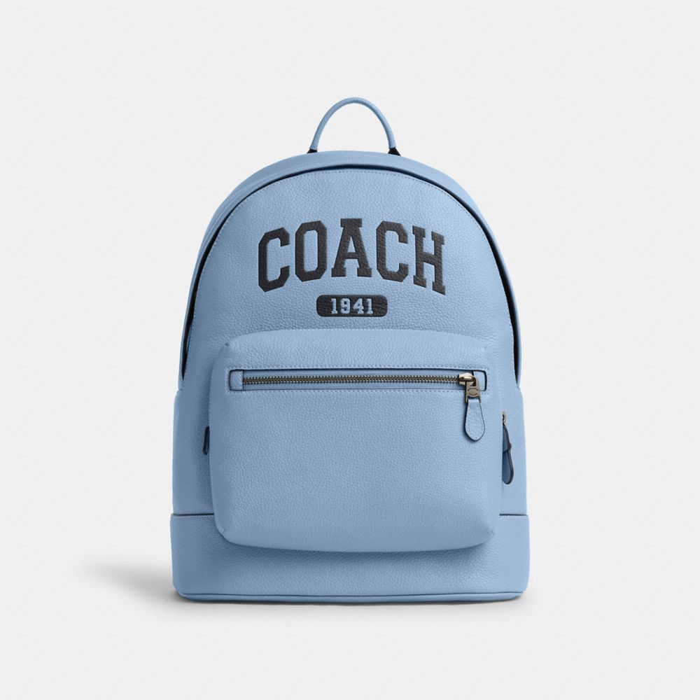 COACH CS605 West Backpack With Varsity GUNMETAL/CORNFLOWER