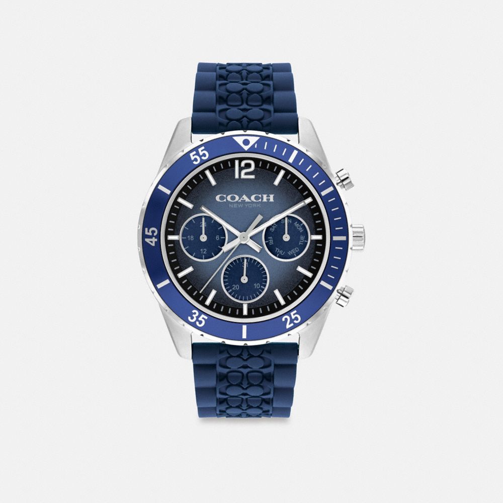 COACH CS634 Cole Watch, 44 Mm Navy Blue