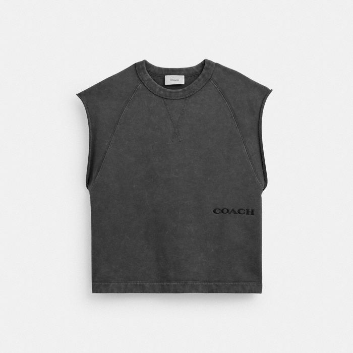 SLEEVELESS GARMENT DYE CREWNECK