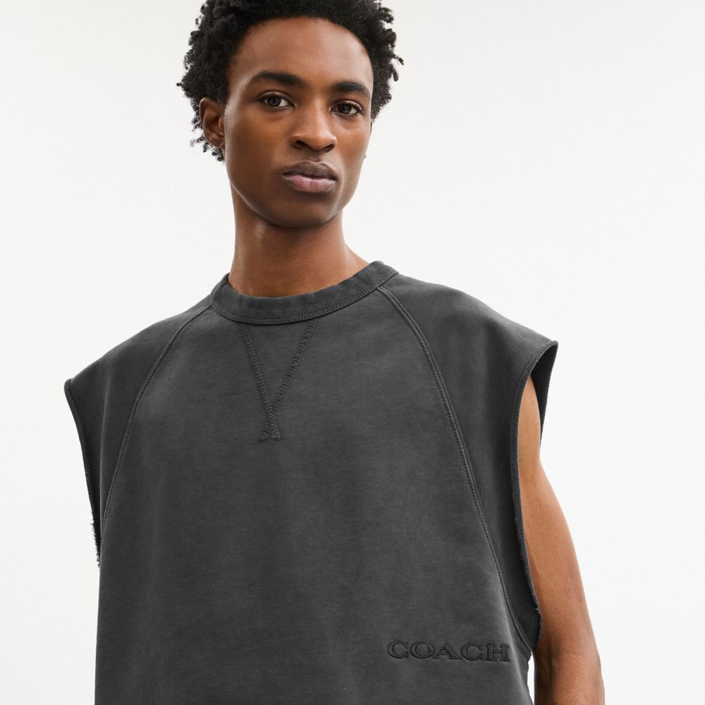 SLEEVELESS GARMENT DYE CREWNECK