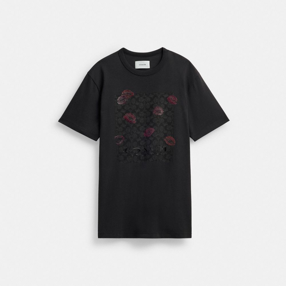 SIGNATURE SQUARE KISS PRINT T-SHIRT IN ORGANIC COTTON