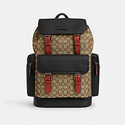 COACH CT016 Sprint Backpack In Signature Jacquard BLACK ANTIQUE NICKEL/KHAKI/BLACK MULTI