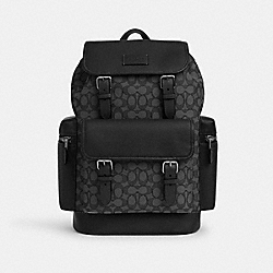 Sprint Backpack In Signature Jacquard - CT016 - Silver/Charcoal/Black