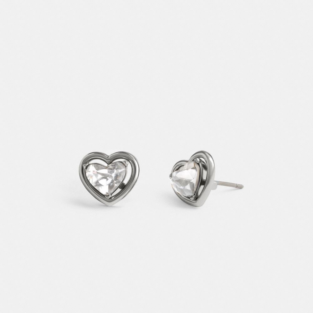 COACH CT187 Halo Heart Stud Earrings SILVER
