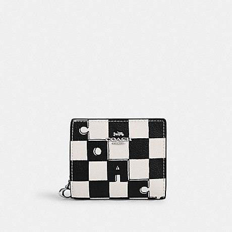 COACH CT217 Snap Wallet With Checkerboard Print Silver/Black/Chalk