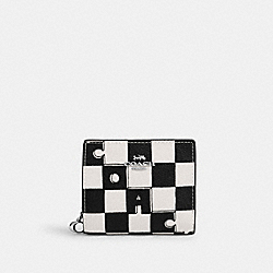 Snap Wallet With Checkerboard Print - CT217 - Silver/Black/Chalk