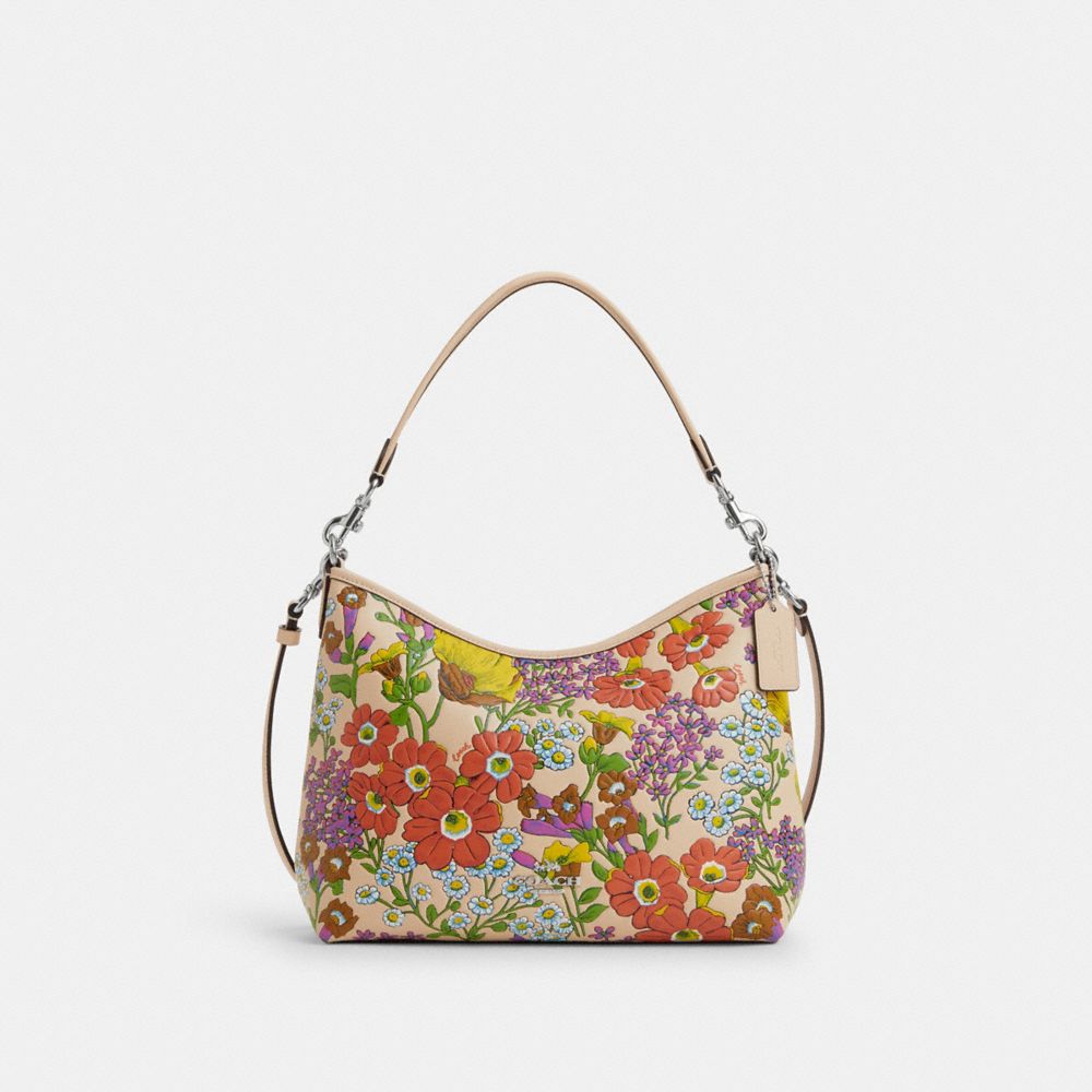 COACH CT222 Laurel Shoulder Bag With Floral Print Silver/Ivory Multi