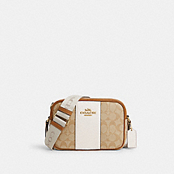 COACH CT255 Jamie Camera Bag In Signature Canvas With Stripe IM/LIGHT KHAKI/CHALK LT SADDLE