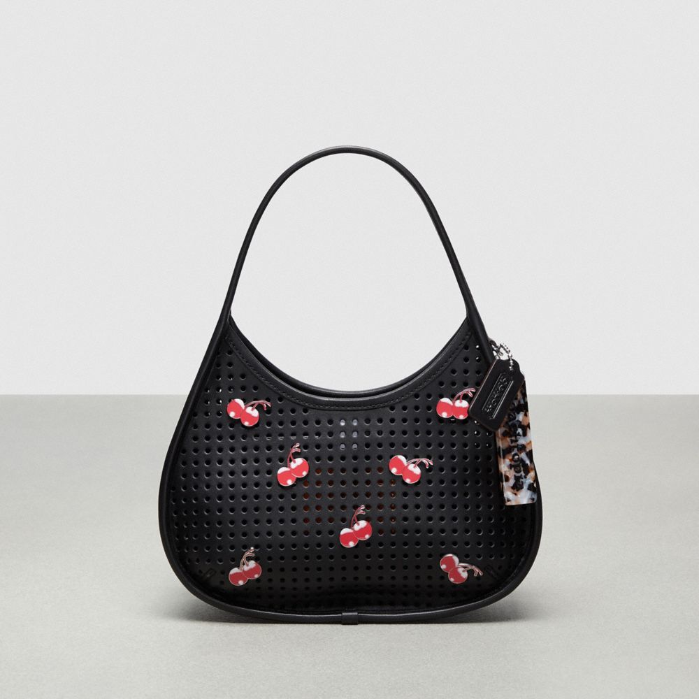 COACH CT271 Ergo Bag In Perforated Upcrafted Leather: Cherry Pins BLACK