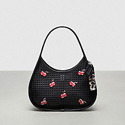 Ergo Bag In Perforated Upcrafted Leather: Cherry Pins - CT271 - Black