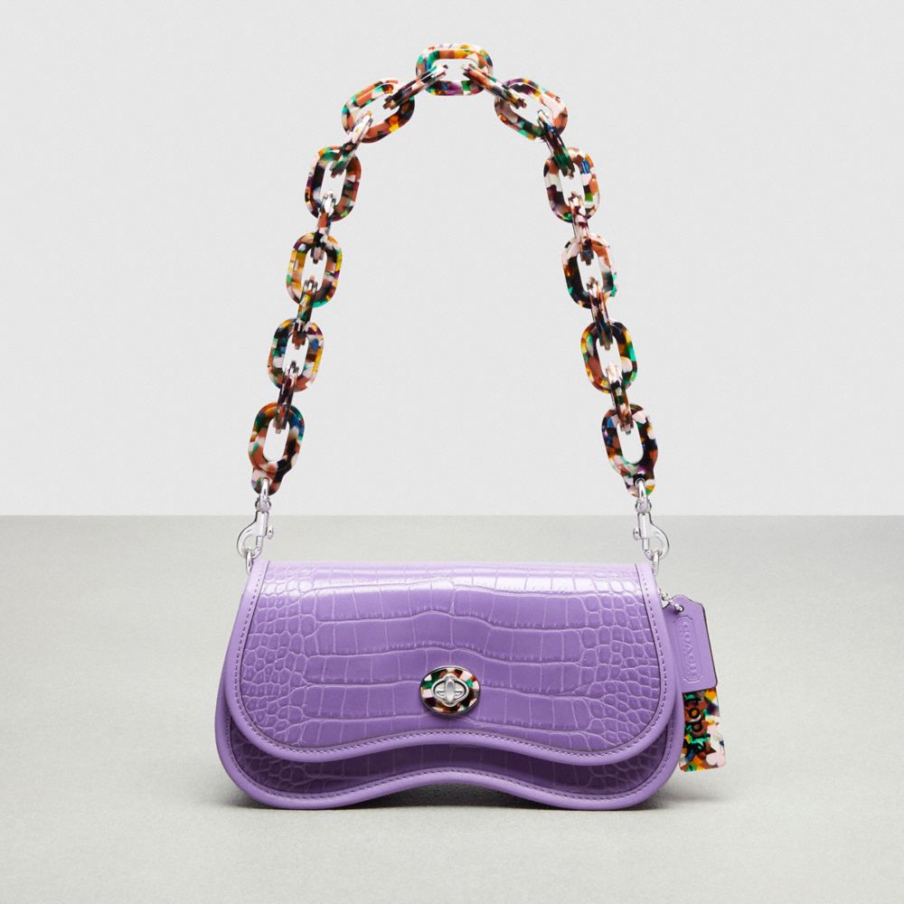 COACH CT279 Wavy Dinky Bag In Croc Embossed Coachtopia Leather IRIS