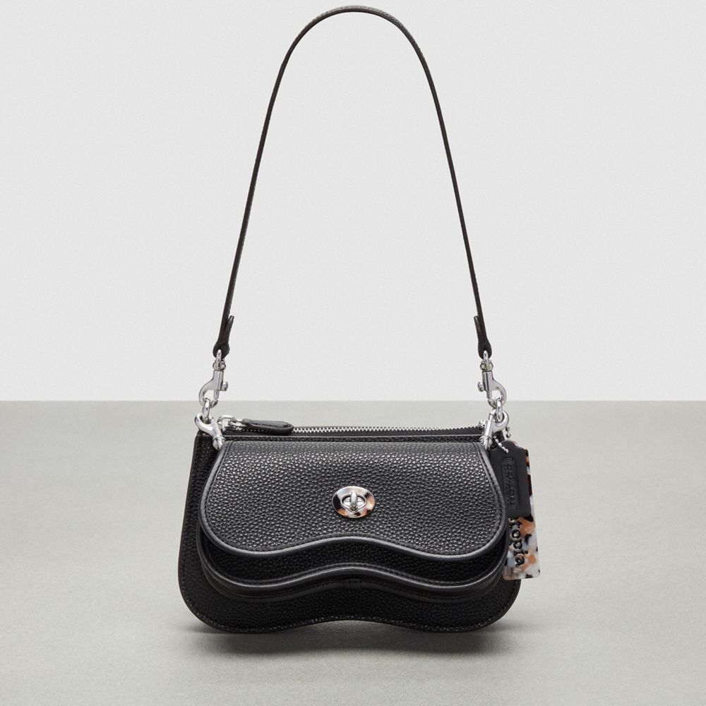 COACH CT381 Wavy Double Pouch Bag BLACK