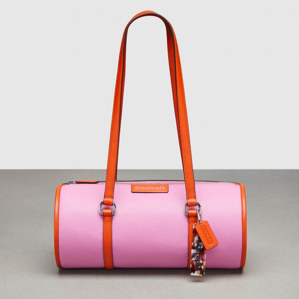 COACH CT382 Barrel Bag In Pebbled Coachtopia Leather BRIGHT MAGENTA/SUN ORANGE