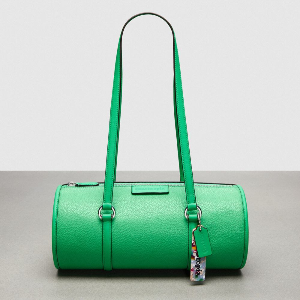 COACH CT382 Barrel Bag In Pebbled Coachtopia Leather ELECTRIC KELP