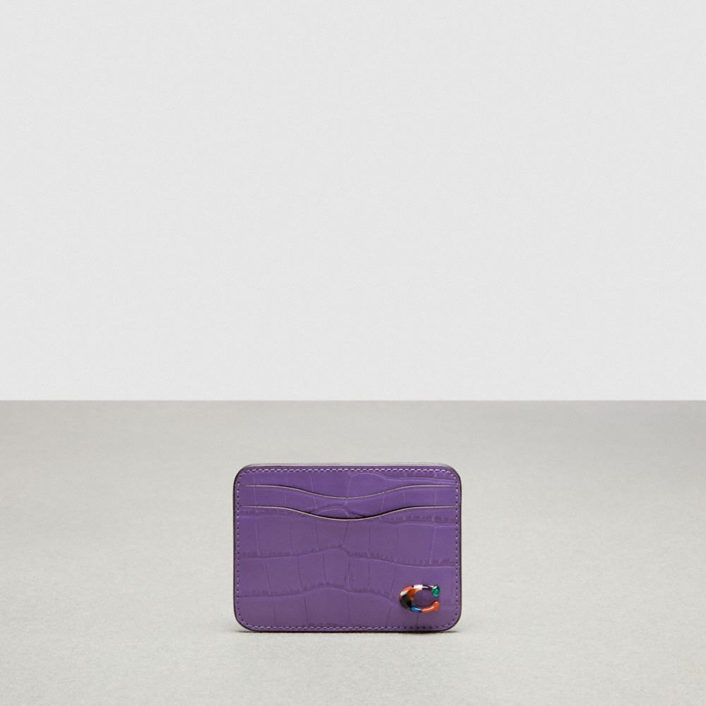 Wavy Card Case In Croc Embossed Coachtopia Leather - CT386 - Iris