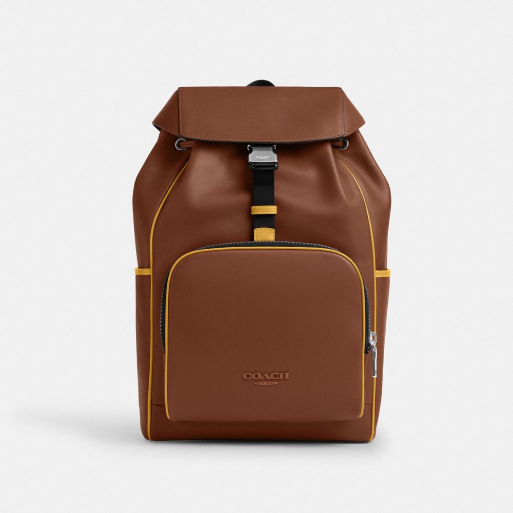 COACH CT706 Racer Backpack SV/SADDLE/YELLOW GOLD