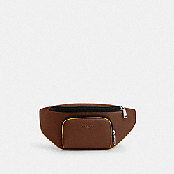 Racer Belt Bag In Leather - CT713 - Sv/Saddle/Yellow Gold