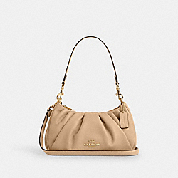 Teri Shoulder Bag With Ruching - CT761 - Gold/Tan
