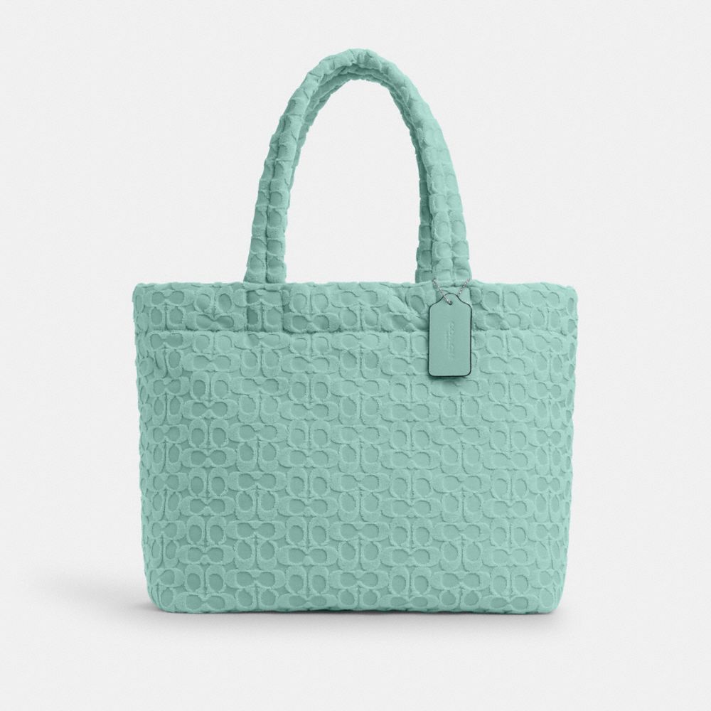 COACH CT764 Tote In Signature Terry SV/FADED BLUE