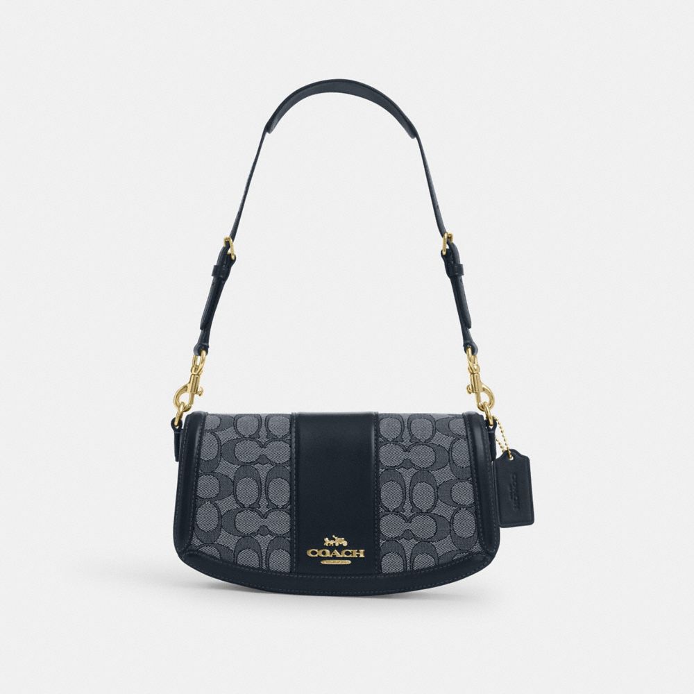 COACH CT767 Andrea Shoulder Bag In Signature Jacquard IM/NAVY/MIDNIGHT NAVY