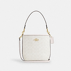 City Bucket Bag In Signature Canvas - CT800 - Gold/White/Chalk