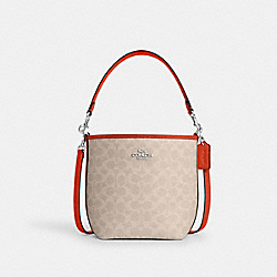 City Bucket Bag In Signature Canvas - CT800 - Silver/Sand/Deep Orange