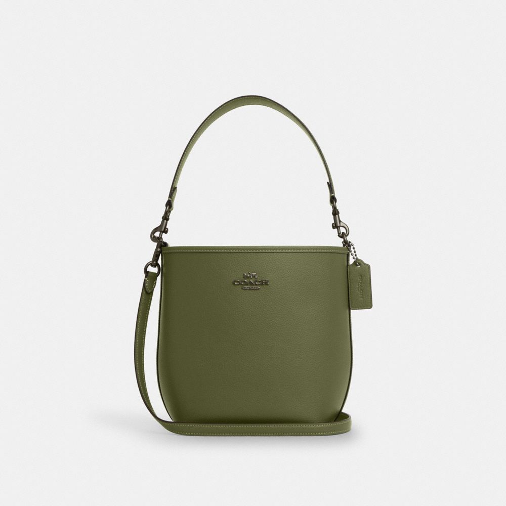 COACH CT801 City Bucket Bag In Double Face Leather GUNMETAL/MILITARY GREEN