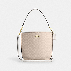 City Large Bucket Bag In Signature Canvas - CT802 - Gold/Sand/Chalk
