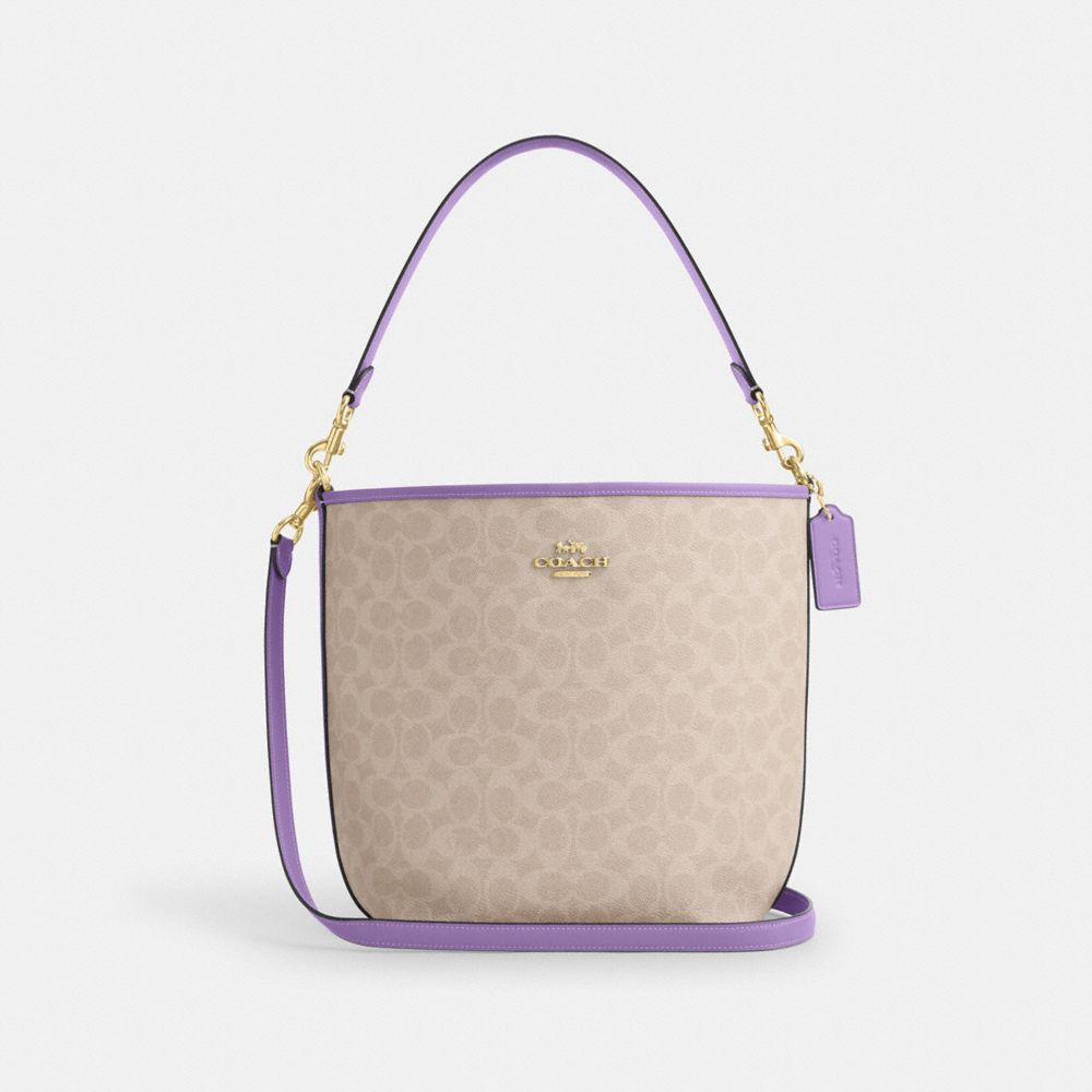 COACH CT802 City Large Bucket Bag In Signature Canvas IM/SAND/IRIS