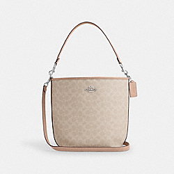 City Large Bucket Bag In Signature Canvas - CT802 - Sv/Sand/Taupe
