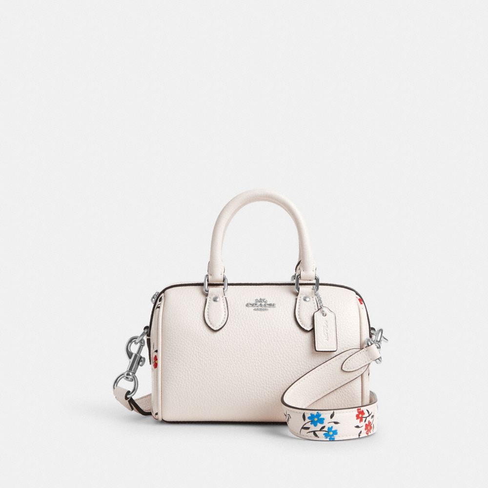 COACH CT806 Mini Rowan Crossbody With Floral Print SILVER/CHALK MULTI