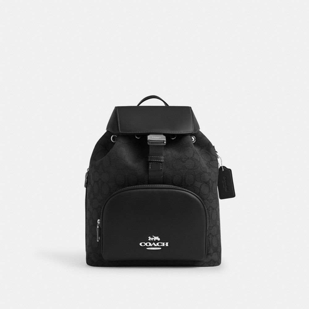 Pace Large Backpack In Signature Jacquard - CT812 - Silver/Black