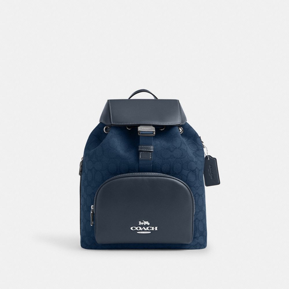 COACH CT812 Pace Large Backpack In Signature Jacquard SILVER/DENIM/DARK DENIM