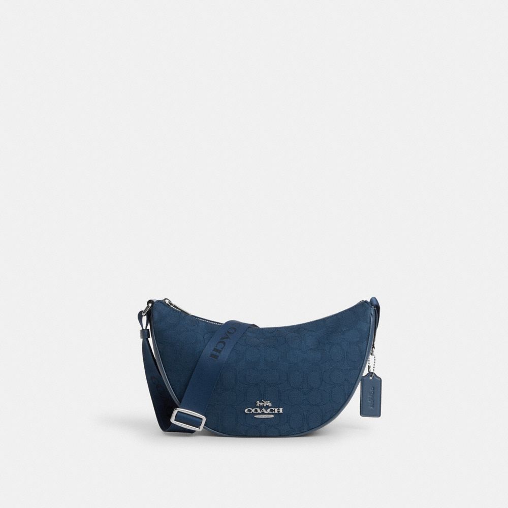 Pace Shoulder Bag In Signature Jacquard - CT822 - Silver/Denim/Dark Denim