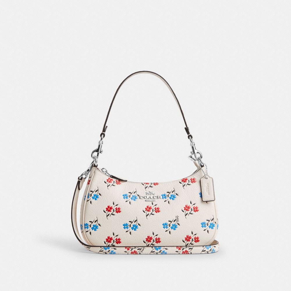 Teri Shoulder Bag With Floral Print - CT830 - Silver/Chalk Multi