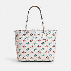 City Tote Bag With Floral Print - CT832 - Silver/Chalk Multi